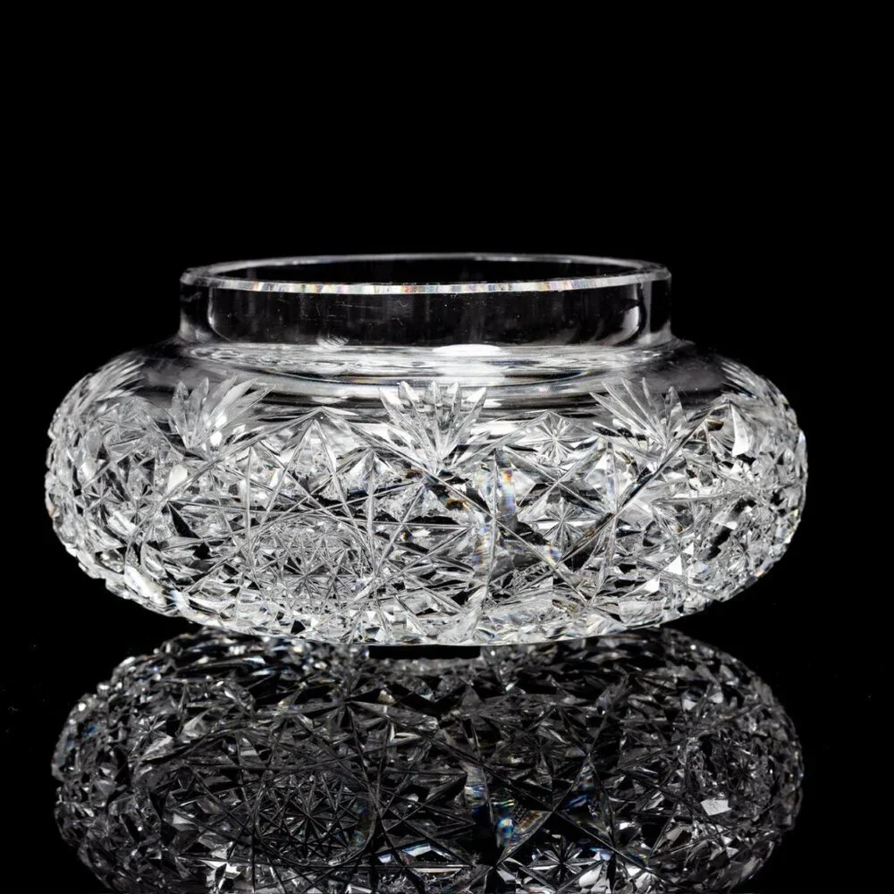 American Brilliant Cut Crystal Vanity Jar | Antique Collectible | Crystal Powder
